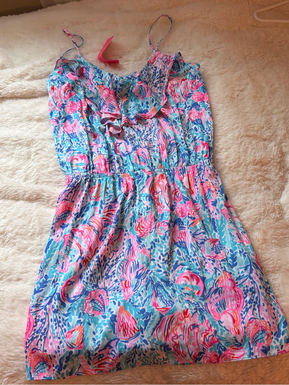 Lilly Pulitzer Pink & Blue Floral Ruffle Sundress